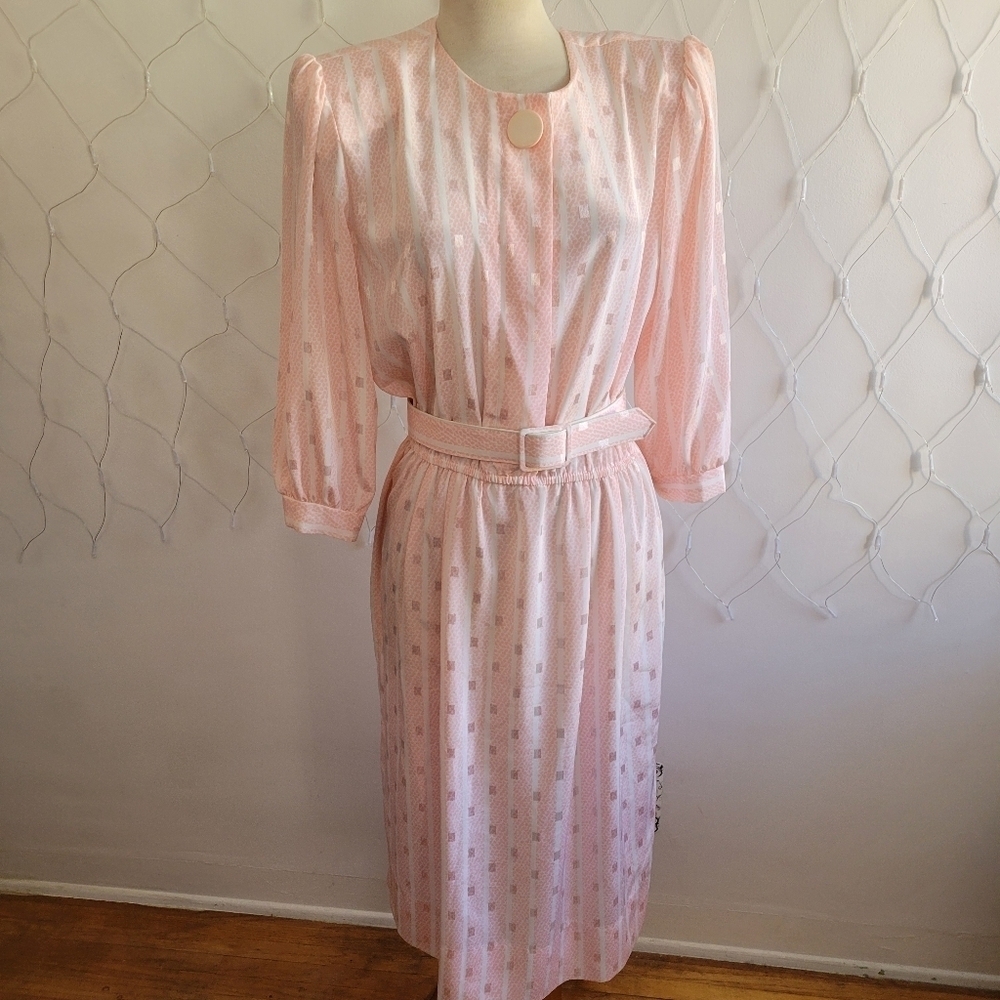 Vintage Blouson Dress by Luci Fellini • Soft Pink • Fits Medium to Slim Large
